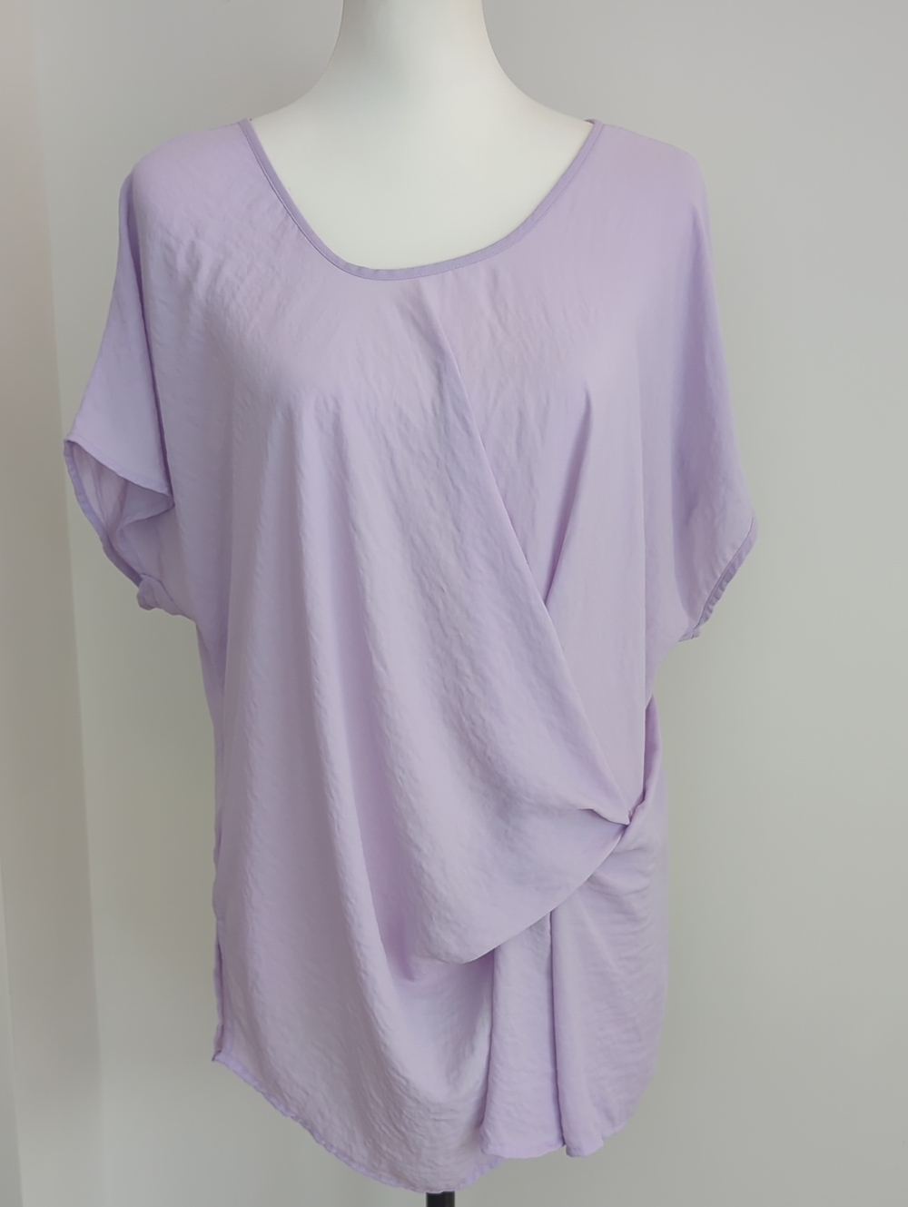 a.n.a Frosted Lavender Twist Front Asymmetric Drape Dolman Top PETITE XL
